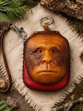 Bigfoot Wallet Keychain Unique Gift Card Holder Sasquatch Leather Coin Purse